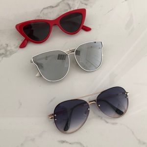 Set of 3 Sunglasses 🕶 red, white rose gold.